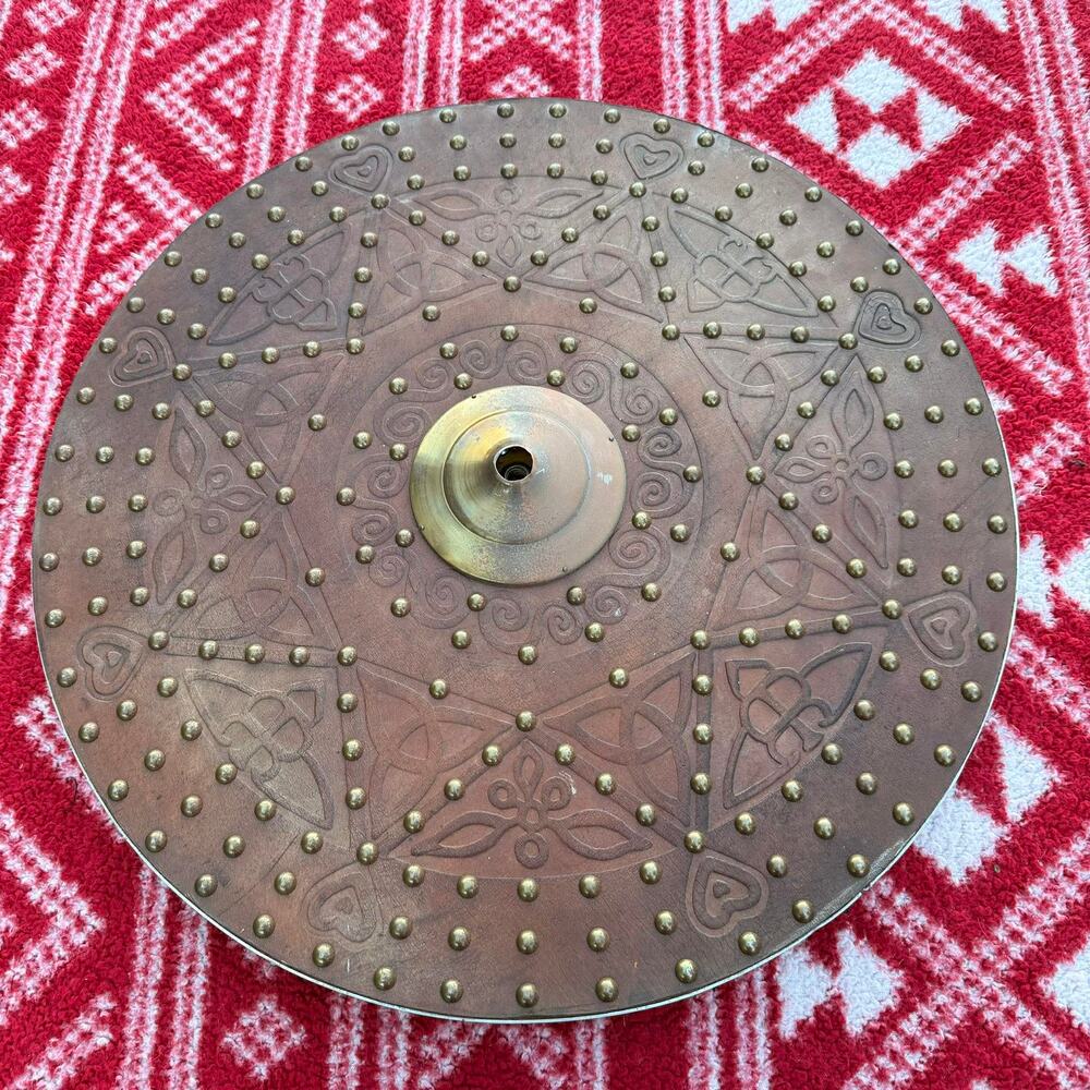 23" Scottish Targe Celtic Shield - Brass Studded Leather Straps Highland Decor